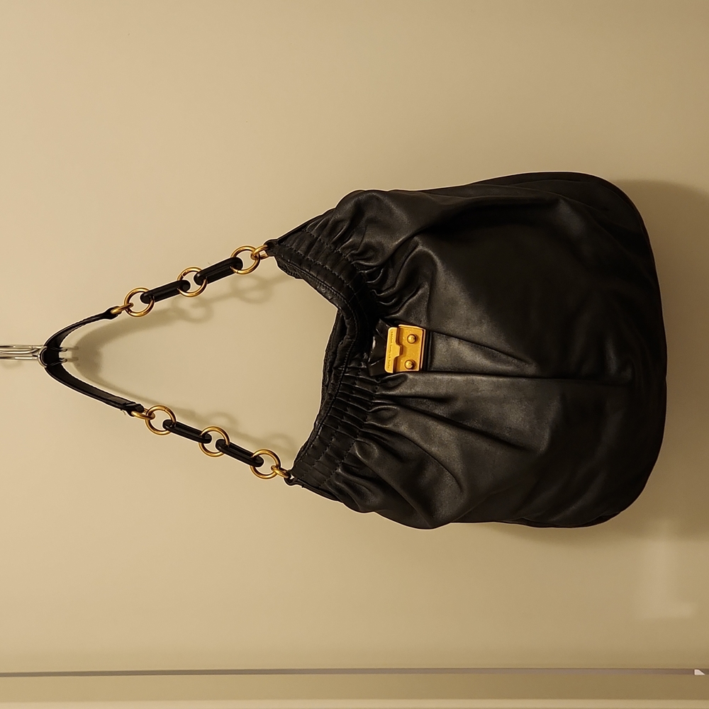 Marc by Marc Jacobs metallic Grey black hobo chain bag